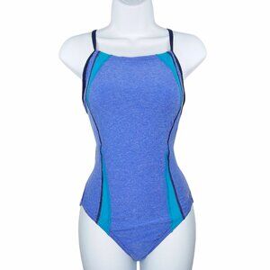 Speedo Pro LT Swimsuit One Piece Size 10/36 Heathered Blue Aqua NWT